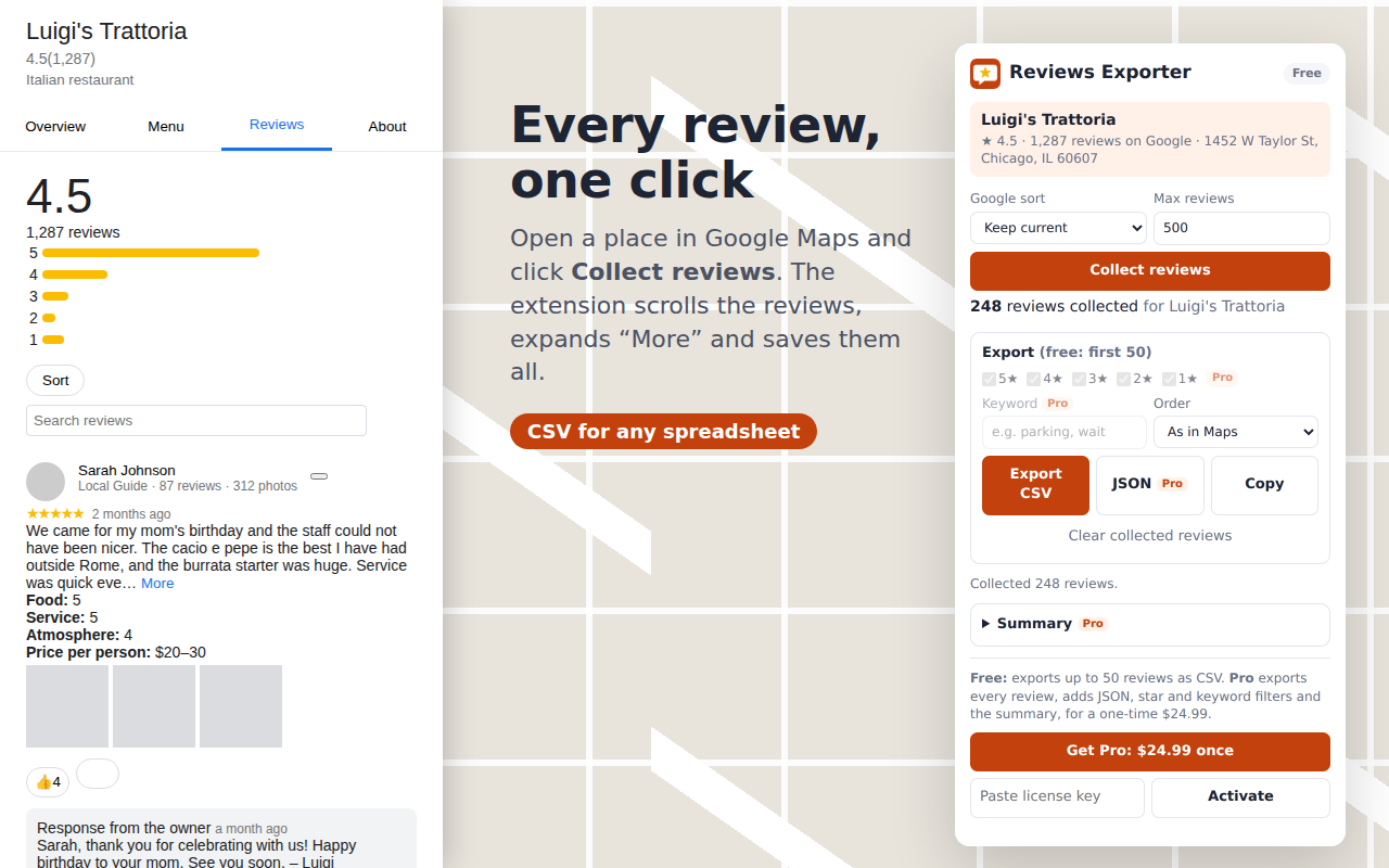 Maps Reviews Exporter screenshot 1